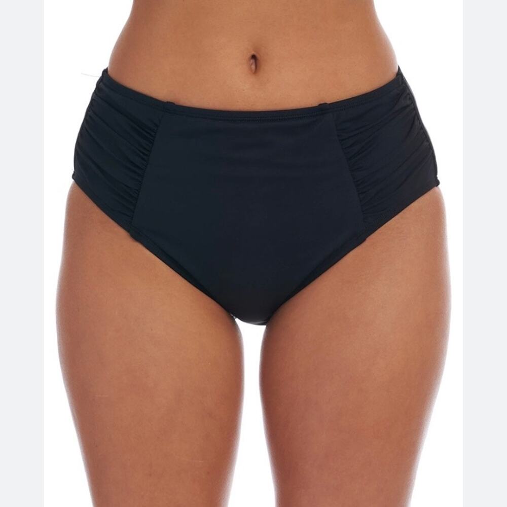 NWT La blanca Black Island Goddess Side Shirred High Waist Bottom 18w